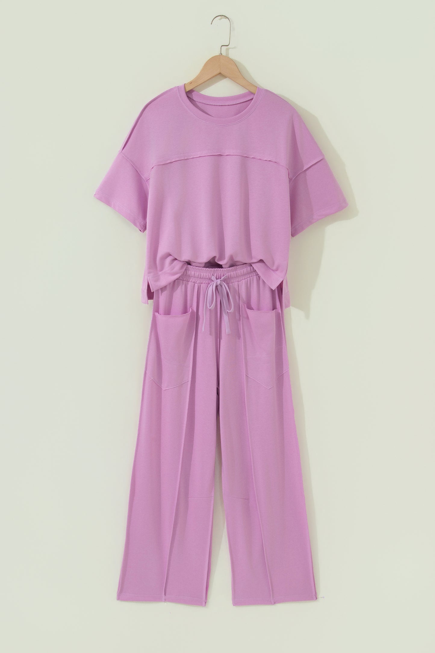 Sky Blue Drop Shoulder Boxy Tee and Barrel Pants Set
