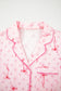 Pink Bow Print Contrast Pipping Short Pajamas Set