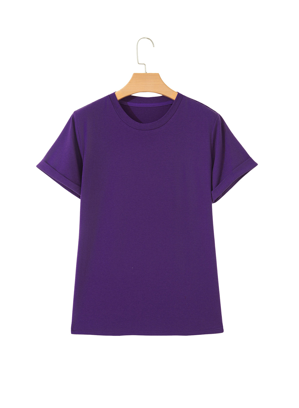 Yellow Cream Casual Plain Crew Neck Tee