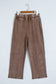 Coffee Mineral Wash Seam Detail Elastic Waist Barrel Pants