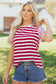 Red Stripe Patchwork Round Neck T Shirt