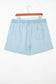 Sky Blue Stripe Plus Size Contrast Drawstring Elastic Waist Denim Shorts
