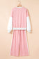 Rose Red 2pcs Color Block Pullover Loose Pant Set