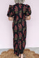 Beige Floral Short Bubble Sleeve Tiered Maxi Dress