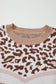 Straw Yellow Leopard Color Block Knit Round Neck Baggy Sweater