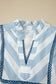 Sky Blue Stripe Subtle Lace Detail V Neck Ruffle Trim Casual Dress
