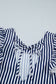 Blue Stripe V Neck Lace Contrast Ruffle Trim Tank Top