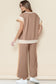 White Color Block Detail Casual Two-piece Set