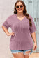 Light Grey Textured V-Neck Dropped Shoulder Plus T-Shirt