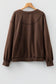 Coffee Button Front V Neck Casual Cardigan
