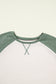 Mist Green Plus Size Waffled Color Block Long Sleeve Top