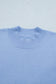 Beau Blue Solid Color Ribbed Trim Round Neck Ruffle Short Sleeve Sweater