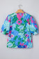 Sky Blue Floral Print V Neck Half Sleeve Blouse