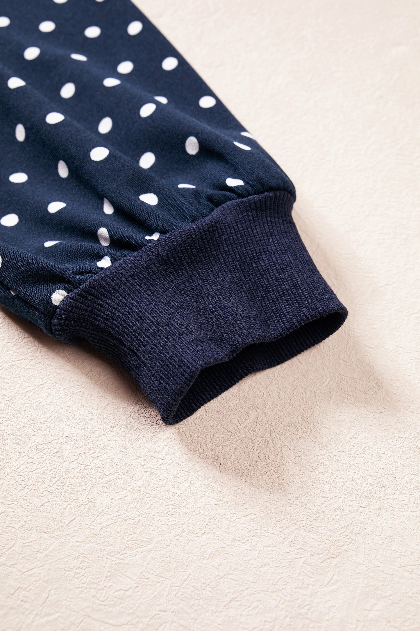 Brown Polka Dot Drawstring Wide Leg Long Sleeve Top Pant Set