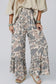 Multicolour Camo Print Wide Leg Casual Pants