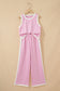 Pink Colorblock Trim Cropped Tank Elastic Waist Shift Pants 2pcs Set