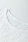 White Flower Geometric Textured Button Short Sleeve Top