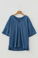 Golden Fleece Pointelle Rhombus Knit Plus Size V Neck Loose Top