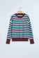Brown Stripe Color Block Loose Crew Neck Cuffed Sweater
