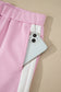 Pink Colorblock Trim Cropped Tank Elastic Waist Shift Pants 2pcs Set