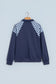 Navy Blue Patchwork Plaid Pocket Quarter Zip Sweatshirt