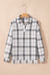 Red Plaid Print Collared V Neck Loose Blouse with Side Slits