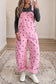 Jet Stream Polka Dot Print Bib Pocket Denim Barrel Overalls Jumpsuit