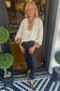 Jet Stream Color Block Patchwork Detail V Neck Textured Long Sleeve Blouse