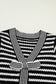 Sky Blue Stripe Short Sleeve Knit V Neck Bow Knot Sweater