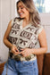 Brown Western Horseshoe Bow Printed V Neck Loose Sweater Vest