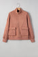 Camel Exposed Seam Side Pockets Half Zipper Baggy Sweatshirt