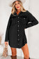 Medium Grey Beau Chest Pocket Raw Hem Denim Loose Shirt Dress