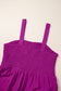 Purple Orchid Smocked Square Neck Sleeveless Jumpsuit with Pockets