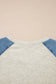 Beige Denim Color Block Patchwork Round Neck Tee