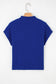 Dark Blue Patch Pocket Ribbed Knit Short Sleeve Sweater
