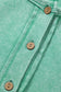 Mint Green Half Buttons Raw Seam Raglan Sleeve Mineral Wash T Shirt