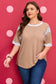 Chestnut Animal Color Block Patchwork Plus Size Tee