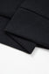 Black Waffle Knit Denim Contrast Trim Patchwork Button Polo Collar Top