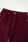 Burgundy Corduroy Solid Color High Waist Wide Leg Pants