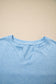 Myosotis Notched Neck Terry Raw Hem Long Sleeve Top
