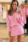 Pink Half Zip Sporty Pullover Mini Skirt 2pcs Outfit
