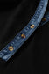 Black Colorblock Denim Collar Short Sleeve Plus Size Shift Dress