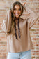 Jet Stream Thermal Textured Lace Drawstring Baggy Hoodie