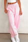 Light Pink Drawstring Waist Patchwork Solid Color Jogger Pants
