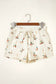 Beige Wild Duck Mallard Printed Drawstring Denim Shorts