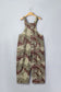Green Camouflage Print Leopard Detail Loose Denim Overall Cropped Jumpsuit