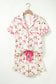 Beige Bow Fruit Print Contrast Pipping Short Pajamas Set