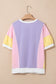 Purple Color Block Patchwork Half Sleeve Oversized T Shirt