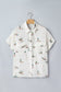 White Mallard Printed Button Flap Pocket Short Sleeve Shirt