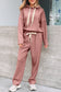 Parchment Leopard Drawstring Pullover Hoodie and High Waist Pants Corduroy Suit
